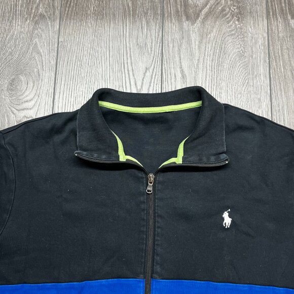 Polo Ralph Performance Zip Sweater Jacket Blue Black XL Extra large Preppy Golf - Picture 2 of 8